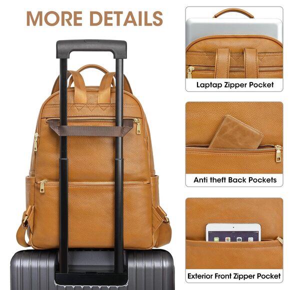 3969 Leather Backpack Purse Antitheft Rucksack Soft Work Casual Daypack main image 4